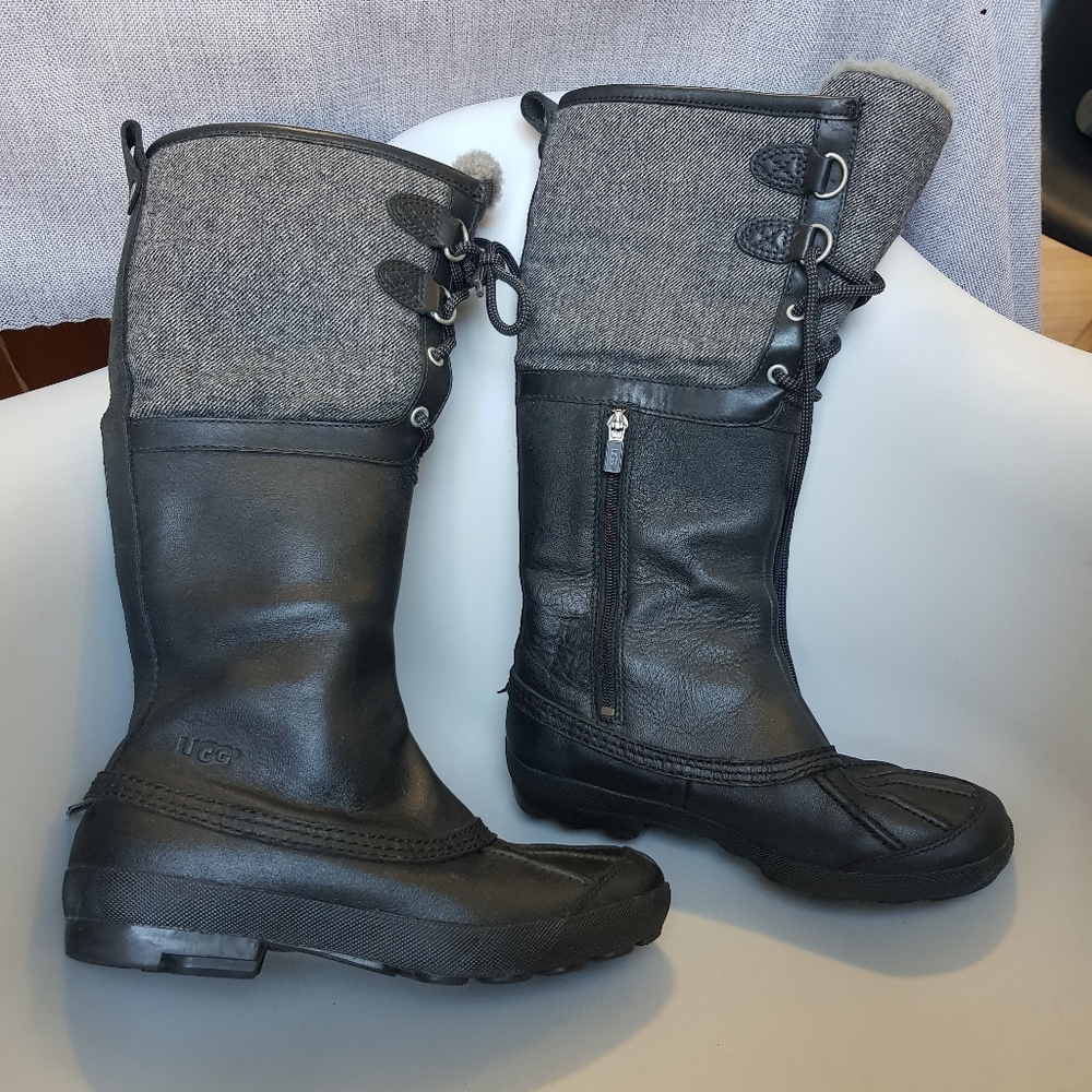 Ugg shearling waterproof tall leather boots - Picture 2 of 13